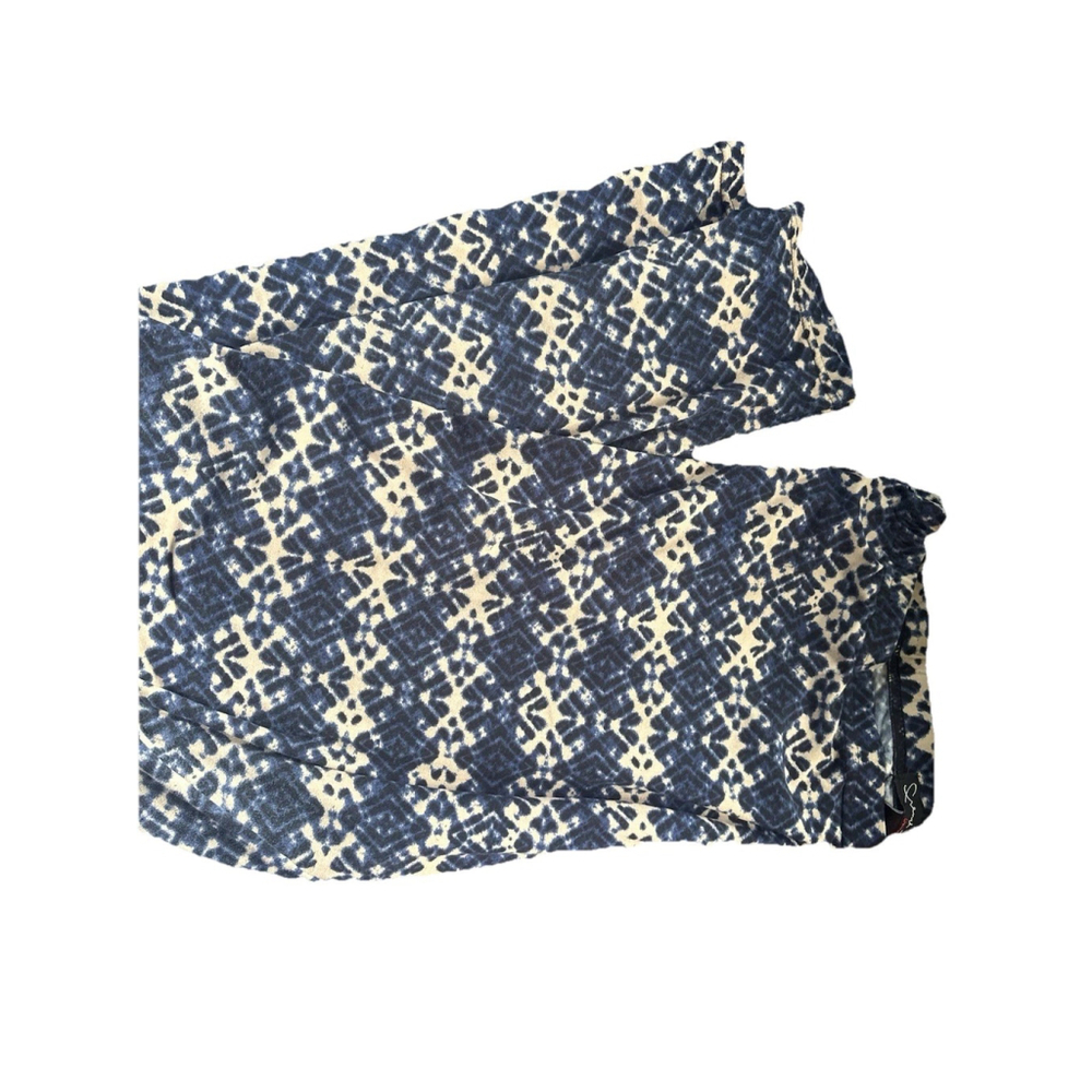 French Laundry Women's 2X Leggings Blue White Geometric Diamond Print Plus Size